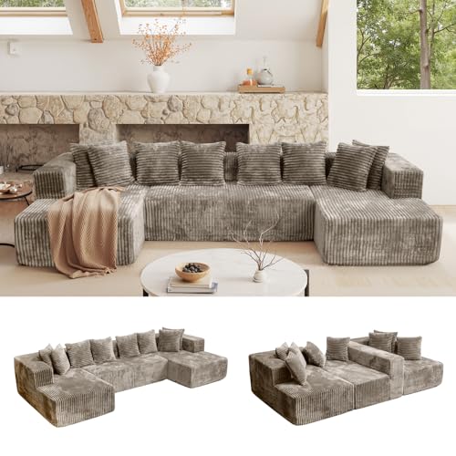 132'' U Shaped Sectional Couches for Living Room, Modular Boneless