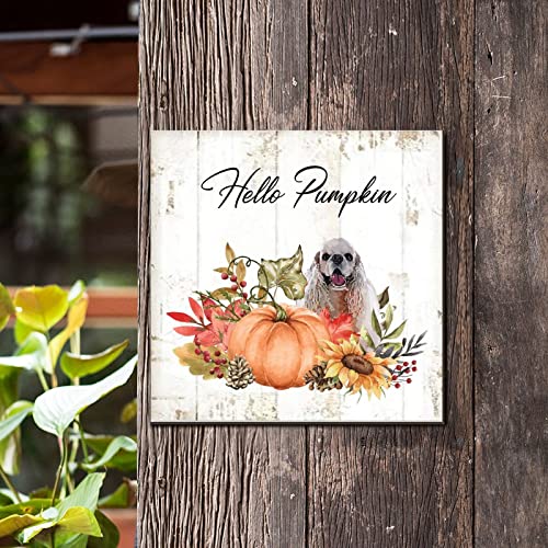 Plaque murale en bois rustique artisanale Hello Pumpkin - 4