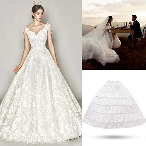 Brautkleid, A-Linie, 6 Reifen, Slip-Petticoat für Damen, halbe Slips, bodenlang, Unterrock für Hochzeit, Ballkleid, Weiß, Weiss/opulenter Garten – Bild 8