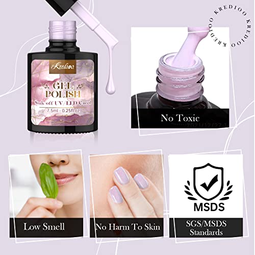 UV Gel Nagellack Kredioo Gel Nagellack Set, 6 Stück Shellac Nagellack Rosa Weiß Glitzer Nagelgel Farben, UV Gel… – Bild 4