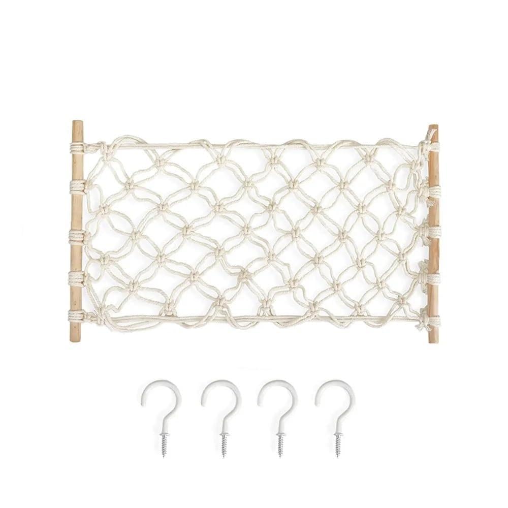 Shungong Boho Woven Fruit Veggie Hammock Under Cabinet Kitchen Hanging Storage Basket(02)