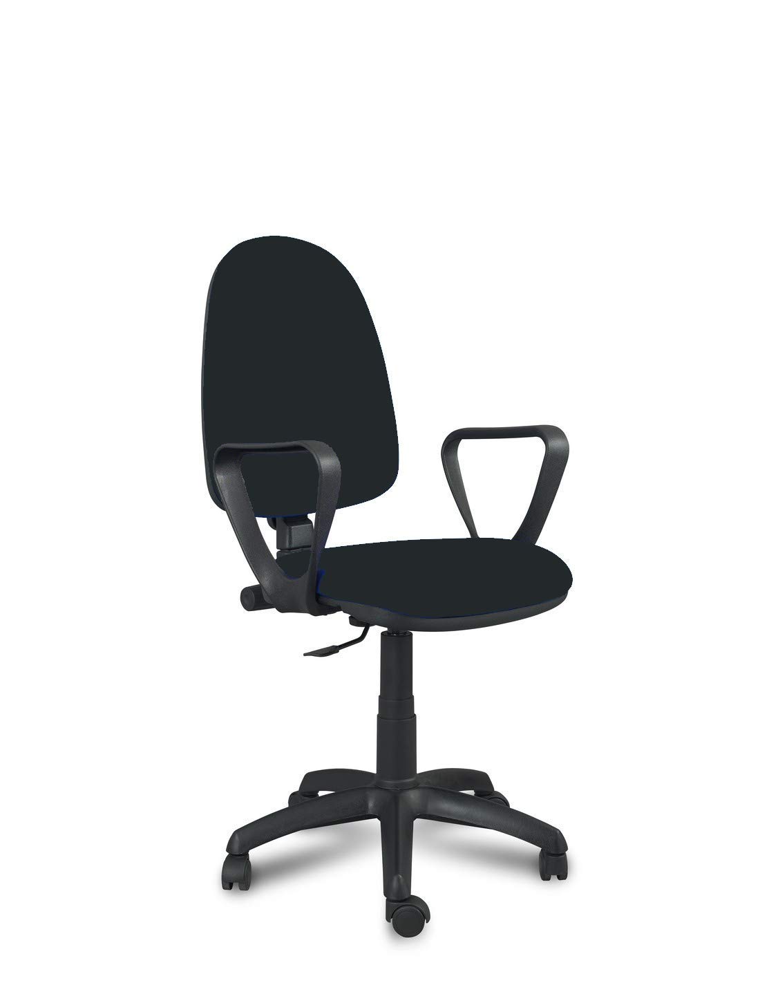 HERSO - Silla Oficina Alta Ergonómica Giratoria con Sistema Contacto Permanente para Escritorio. Asiento de Goma Flexible de Alta Densidad de 30 kgs/m3. Brazos Incluidos.Color Negro