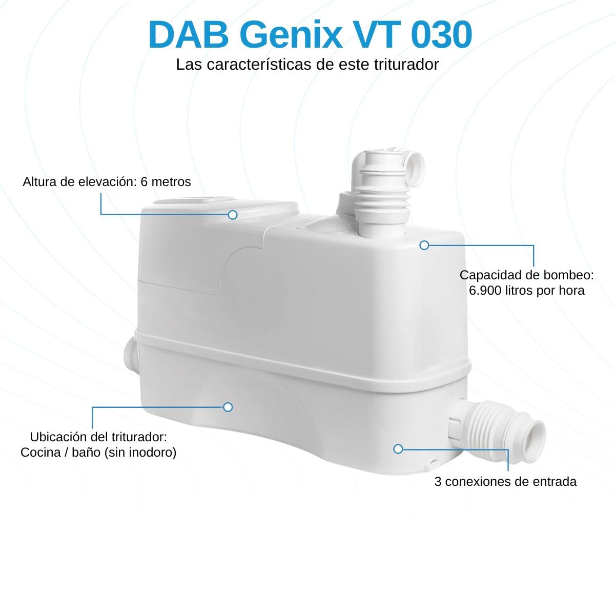 DAB GENIX VT 030 Stazione di sollevamento automatica per acque di scarico per lavelli, docce, bidet, vasca, lavatrice o lavastoviglie