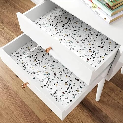 Image of Self Adhesive Marble Wallpaper Kitchen Oil Proof & Waterproof Wallpaper for Cabinet Makeover, Almirah, Plastic & Tabletop, Wardrobe (60x200cm) (White dot Multi)