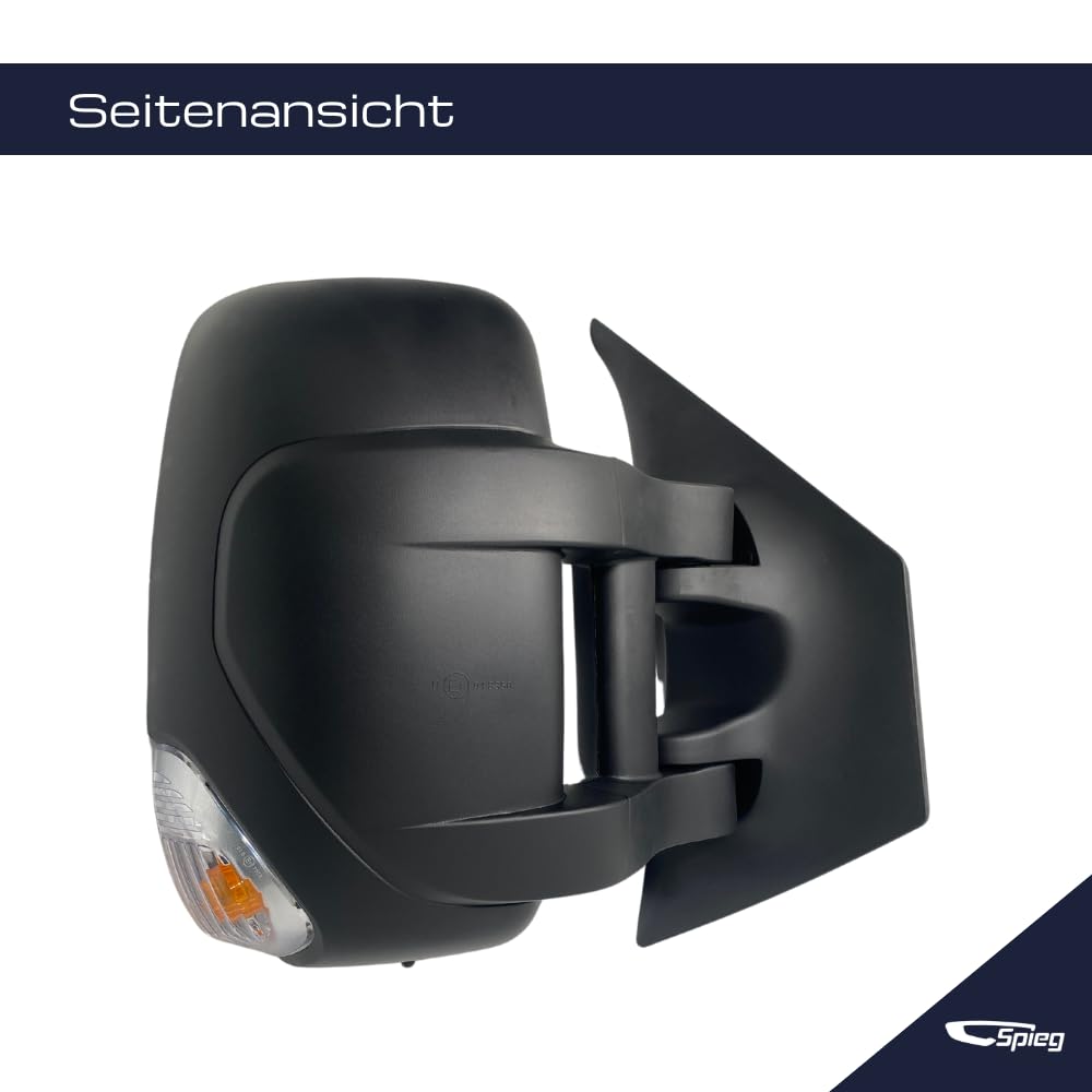 Spieg Außenspiegel Rechts für Renault Master 3 2010-2024 | Opel Movano B 2010-2021 | Nissan NV400 2010-2021 Manuell Einklappbar, Langer Arm, Temperatursensor, Blinklicht, 9 PIN