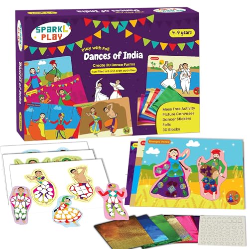 Image of SparkLPlay DIY Craft Kit for Kids - Foil Fun. Arts and Crafts. Dances Theme Activity Set | Toys for Kids Ages 4-9 | Mess Free Creative Activities.