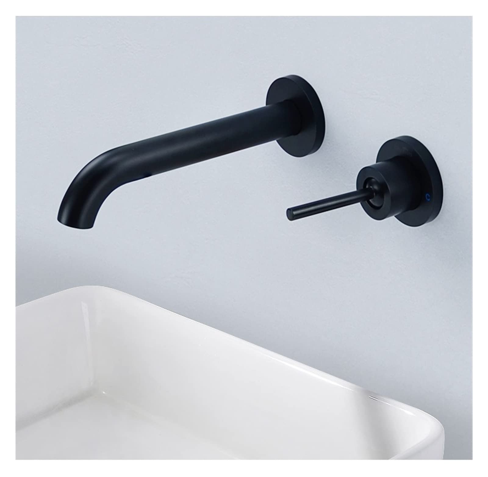 Robinet de lavabo mural noir mat à levier unique pour vasque