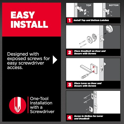 Image of Kwikset Halifax Square Front Door Lock Handle and Deadbolt Set, Entry Exterior with Interior Reversible Lever, Matte Black, Project Pack, Pick Resistant SmartKey Rekey Deadbolt Security
