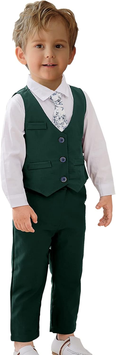 Boys Suits Kid Pants and Vest Set，Formal Dress for Toddler Wedding Outfits