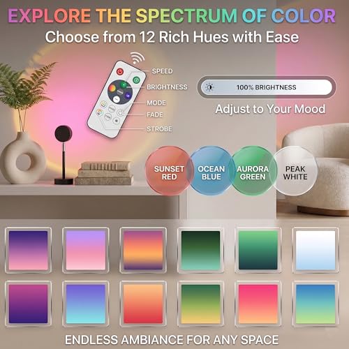 Generic Multicolor Sunset Projector with 360 Rotation & App Control — view 2