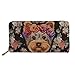 TOADDMOS Langes Portemonnaie mit Pferdemotiv, Handy-Kartenhalter, Clutch, Kapazität Tasche mit Reißverschluss, für Damen und Mädchen, Yorkshire Terrier Blume (Schwarz) - TOADDMOS