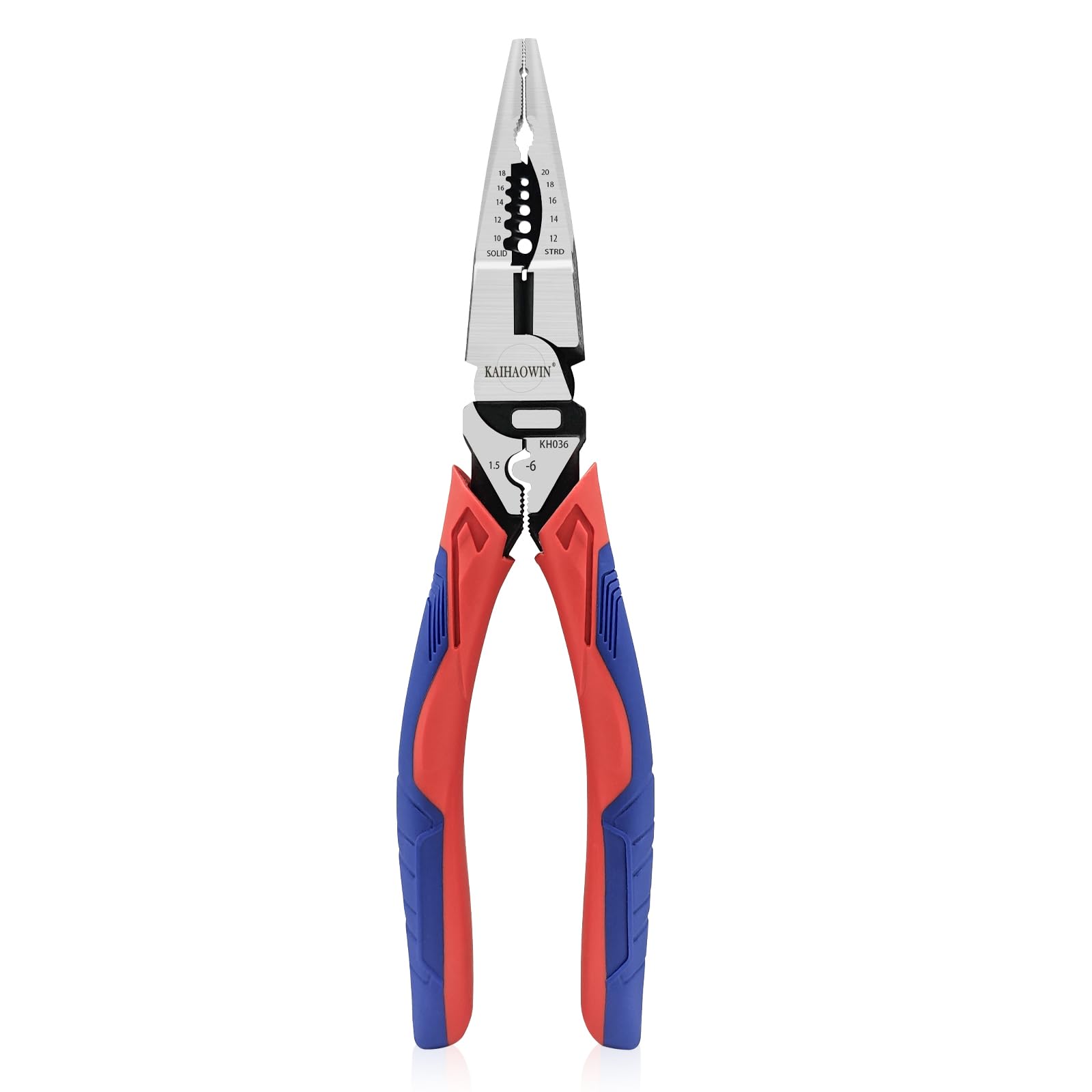5-in-1 Needle Nose Pliers with Wire Cutter Stripper and Crimper Multifunction Compound Long Nose Pliers Heavy Duty Plier for Electrician and Homes