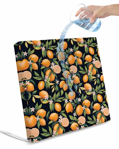 2 Pack Orange Lemon Waterproof Cushion Covers with Ties, Outdoor Patio Chaise Lounge Chair Seat Cushion Slip Covers Replacement(Only Cover) Green Leaves Spring Botanical Plants 22