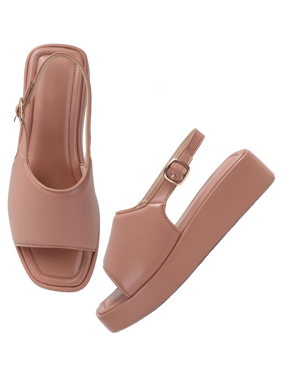 Elegant Platform Heels Slide Sandals for women & Girls | Cushioned Slip-On Open Toe Comfort Footwear for Casual Office Daily Wear-image-11