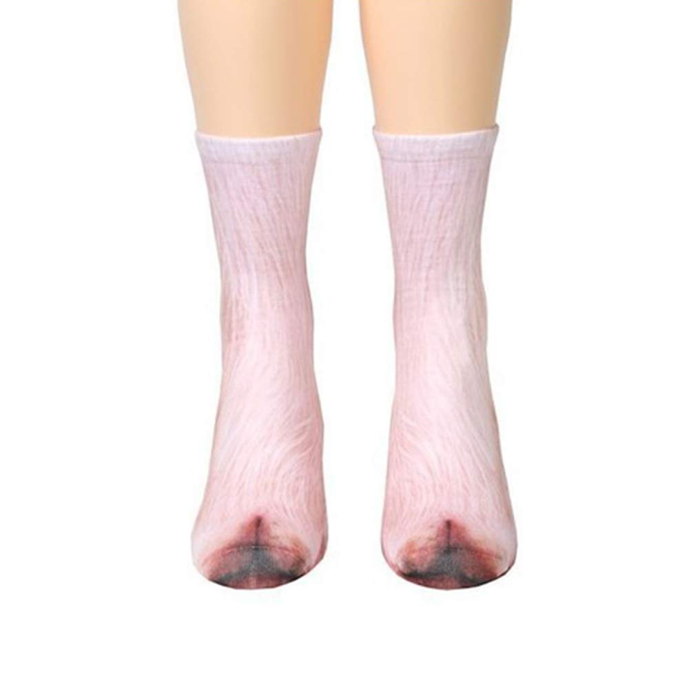 Animal Paw Socks 3D Print Novelty Animal Feet Crew Socks Halloween Cosplay Gift for Unisex Adult (pig)