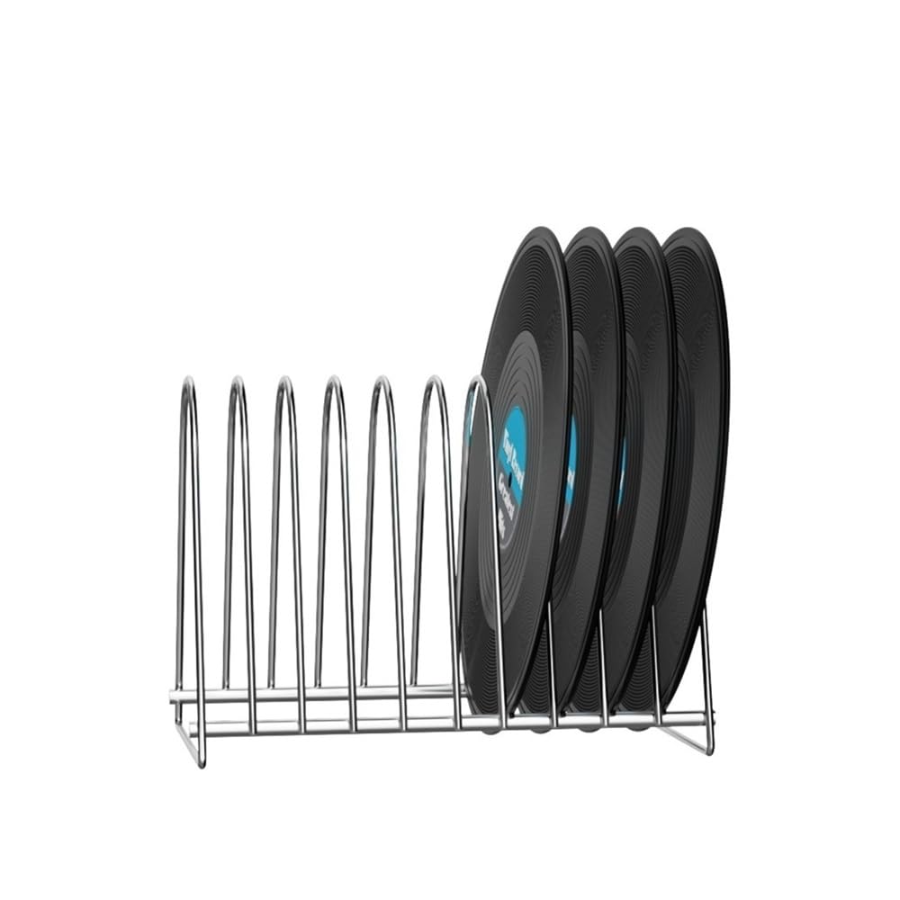 RYUQW3RE Cd Storage Rack Triangle Vinyl Record Storage Holder, Stainless Steel Display Rack, Desktop Multifuncion File Organizer(M)