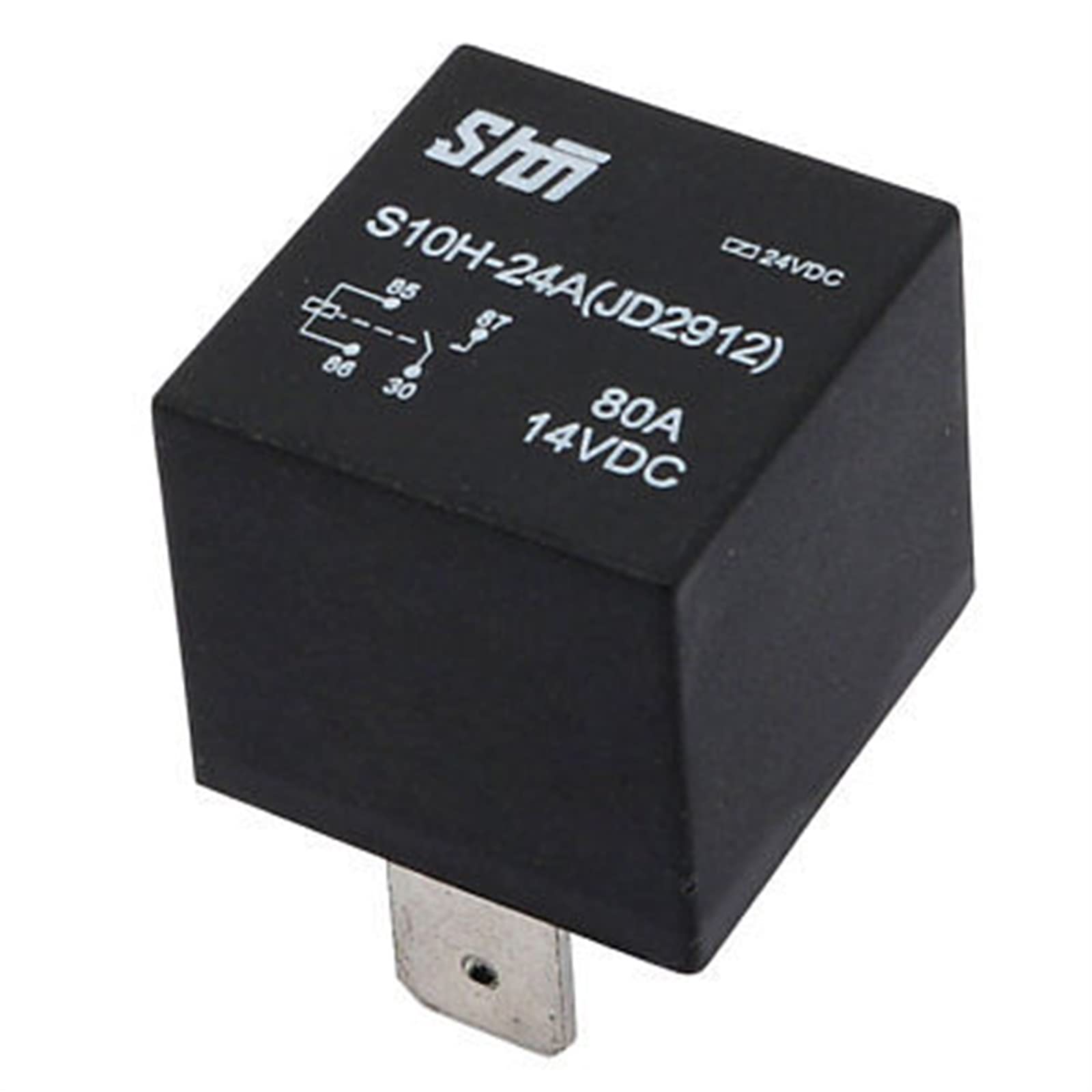 Relais de puissance électromagnétique SPDT 4 bornes PCB bobine noire DC 24V électronique