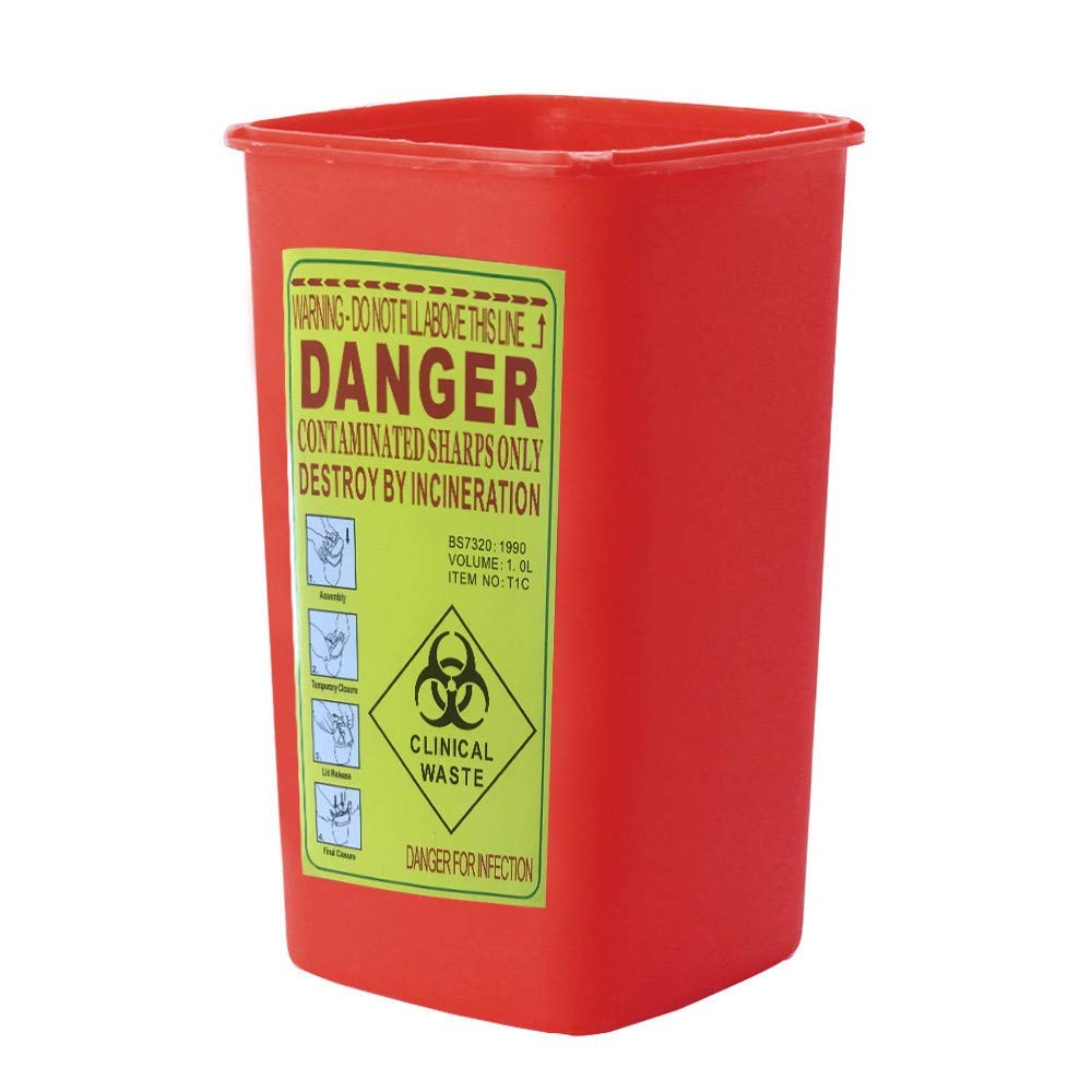 Conteneur à aiguilles Biohazard Conteneur Sharps Rouge Ménage & Organisateurs Organisation de l'espace et rangement pour chambre à coucher (rouge, taille unique)