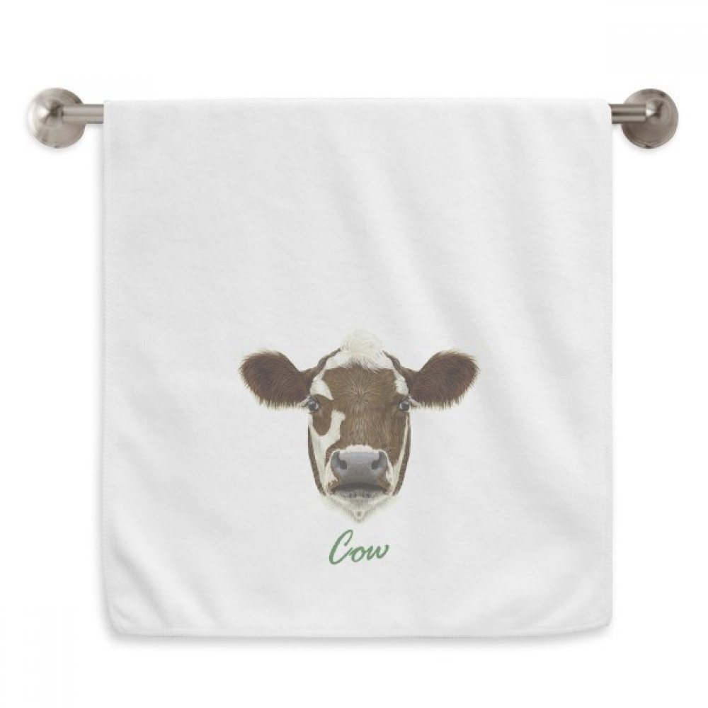 Serviette débarbouillette vache laitière blanche animaux 13x29