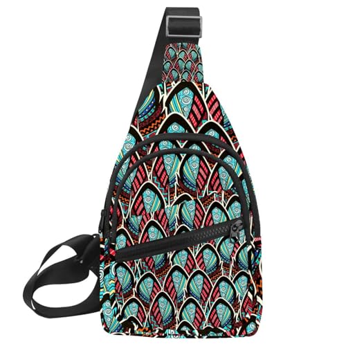 Bolso bandolera compacto de 30x18cm con diseño multicolor de pavo real unisex