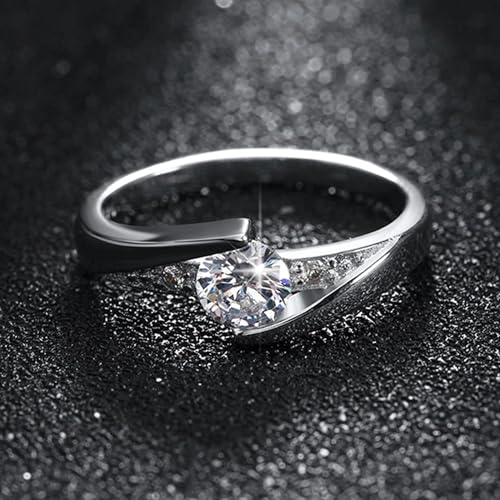 Moissanite Engagement Ring, 1 CT D Color VVS1 Clarity, Solid 14K White Gold/ 925 Sterling Silver Criss Cross Promise Anniversary Wedding Ring For Women2