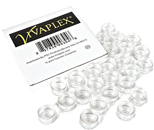 Vivaplex, 25 Clear, 10 Gram Plastic Pot Jars, Cosmetic Containers, With Lids.