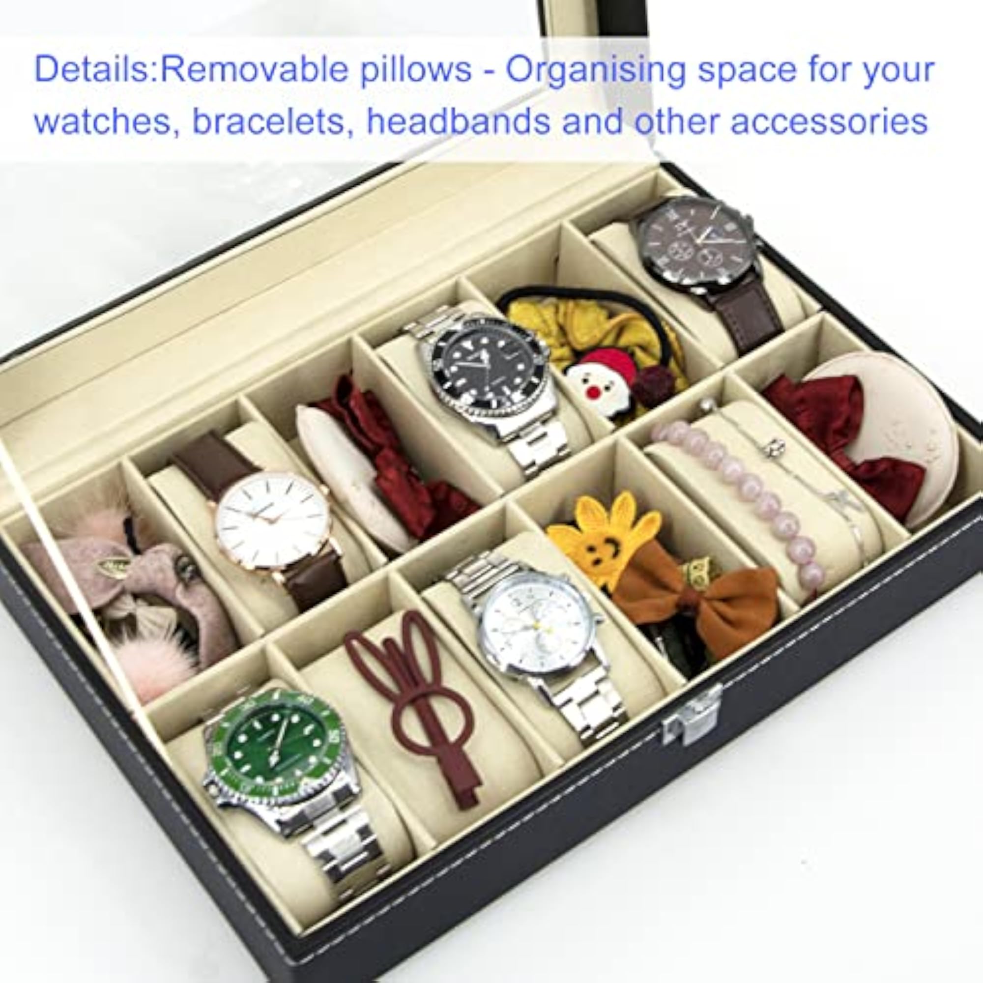 Watch Box Display Storage Case, 12 Slots PU Leather Holder