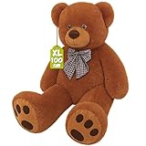 monzana® Teddybär L - XXXL 50-175cm Weiches Fell Schleife Tatzendruck Geschenk Plüschtier Kuscheltier Stofftier Riesen Teddy Bär