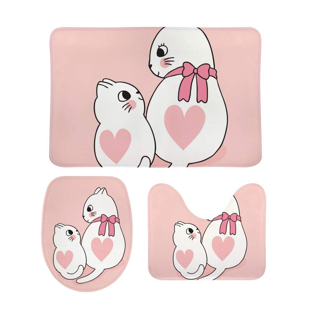 Tapis de bain pour WC lavable en machine lot 3 pièces tapis contour toilettes velours corail