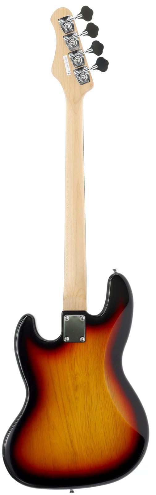 Bajo eléctrico Woodbrass JB100 Sunburst – Guitarra baja versátil ideal para principiantes – Cuerpo forma JB Tilo americano Tecla de arce – Estilo rock, pop, funk, country, hard, metal