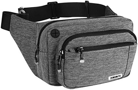 Sincerity Waist Pack for Men, Waist Bumbags Multifunctional Water-Repellent Waist Bag Adjustable Strap for Traveling Casual Running Hiking Cycling Holiday (Gery)