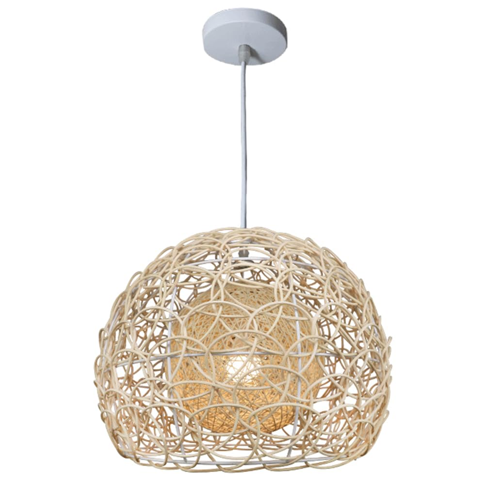 CJSLXGBL Rattan Chandelier Light Fixture, Boho Chandeliers Hand Woven Pendant Light, Chandeliers Dome Lampshade For Dining Room Kitchen Island Bedroom Foyer Hallway