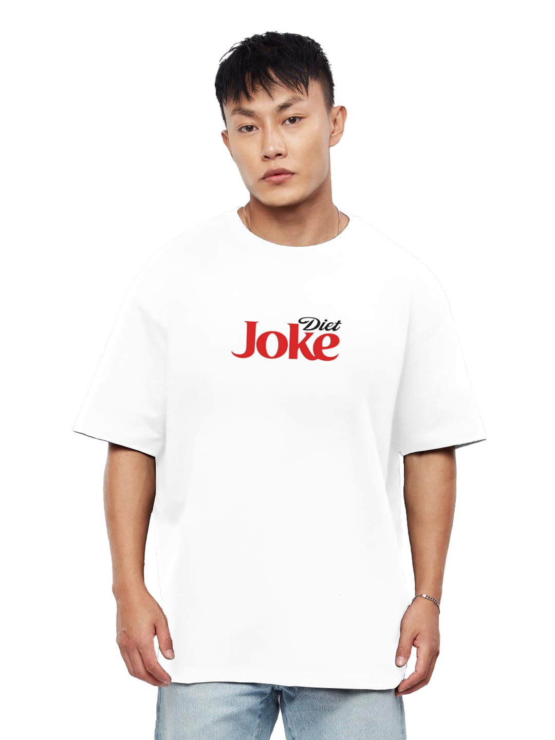 supa dupa Men's Oversized T-Shirt | Drop Shoulder Loose Fit Cotton Casual Tee | Trendy Streetwear Fashion for Everyday Wear (Art. Joke Diet)-picture-35