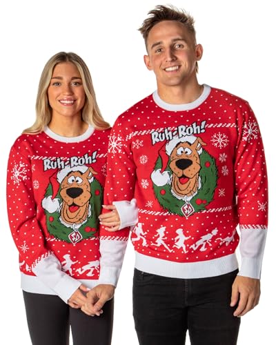 Scooby Doo Men's Ruh-Roh! Santa Scooby Christmas Ugly Sweater Knit Pullover2