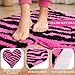 Fttoyoly Y2K Hot Pink Zebra Print Rug, 24 Inch Heart Shaped Soft Plush Small Rug with Non Slip Backing, Y2K Room Decor Aesthetic for Bedroom, Dorm and Vanity