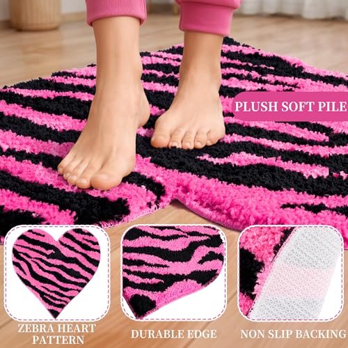 Tapete de peluche rosa corazón cebra 24 pulgadas miniatura 4