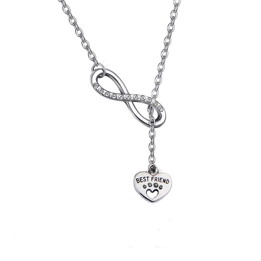 ENSIANTHDog paw Print Pendant Necklace Infinity Love Heart Necklace Women Jewelry (silver, st)