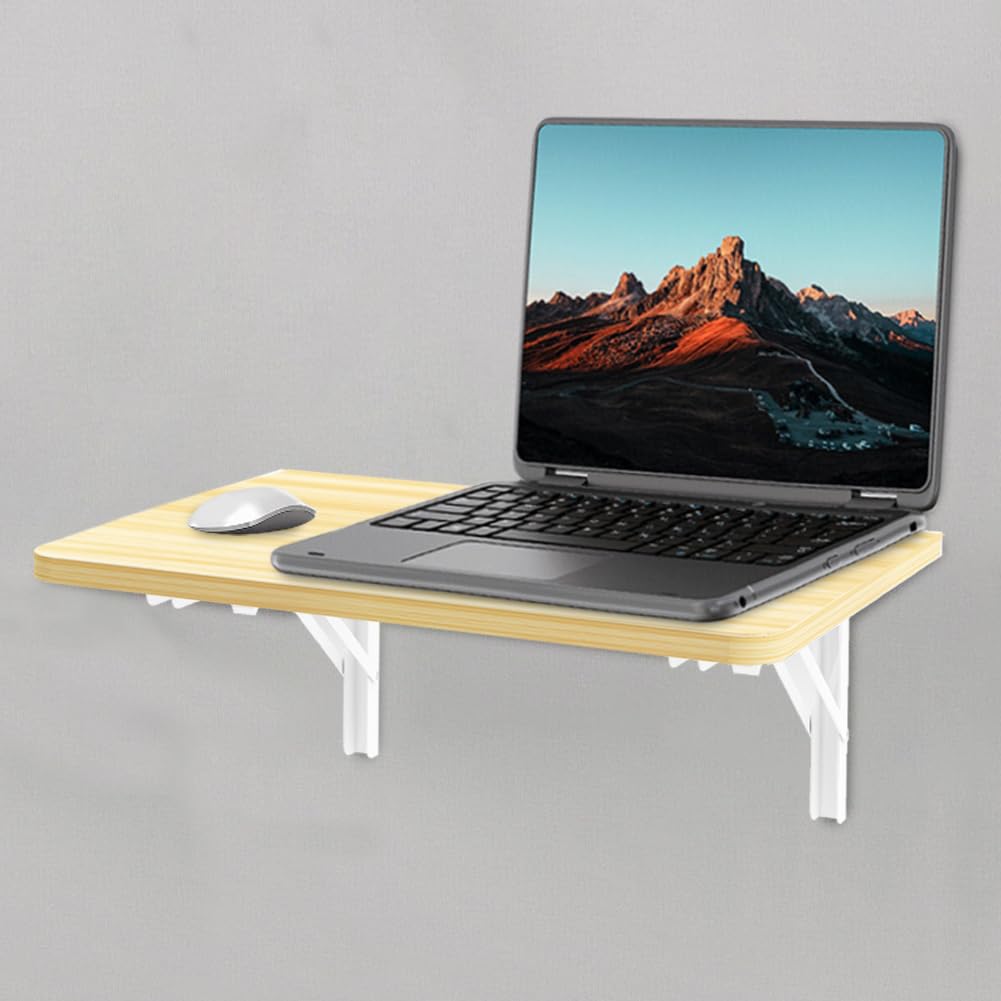 Shally Dogan Table Murale Pliante 60 x 40 cm en Bois, étagère Murale refermable, Peu encombrante, Bureau, Porte-PC, Table à Manger, Salon, Salle de Bain, Cuisine (chêne)