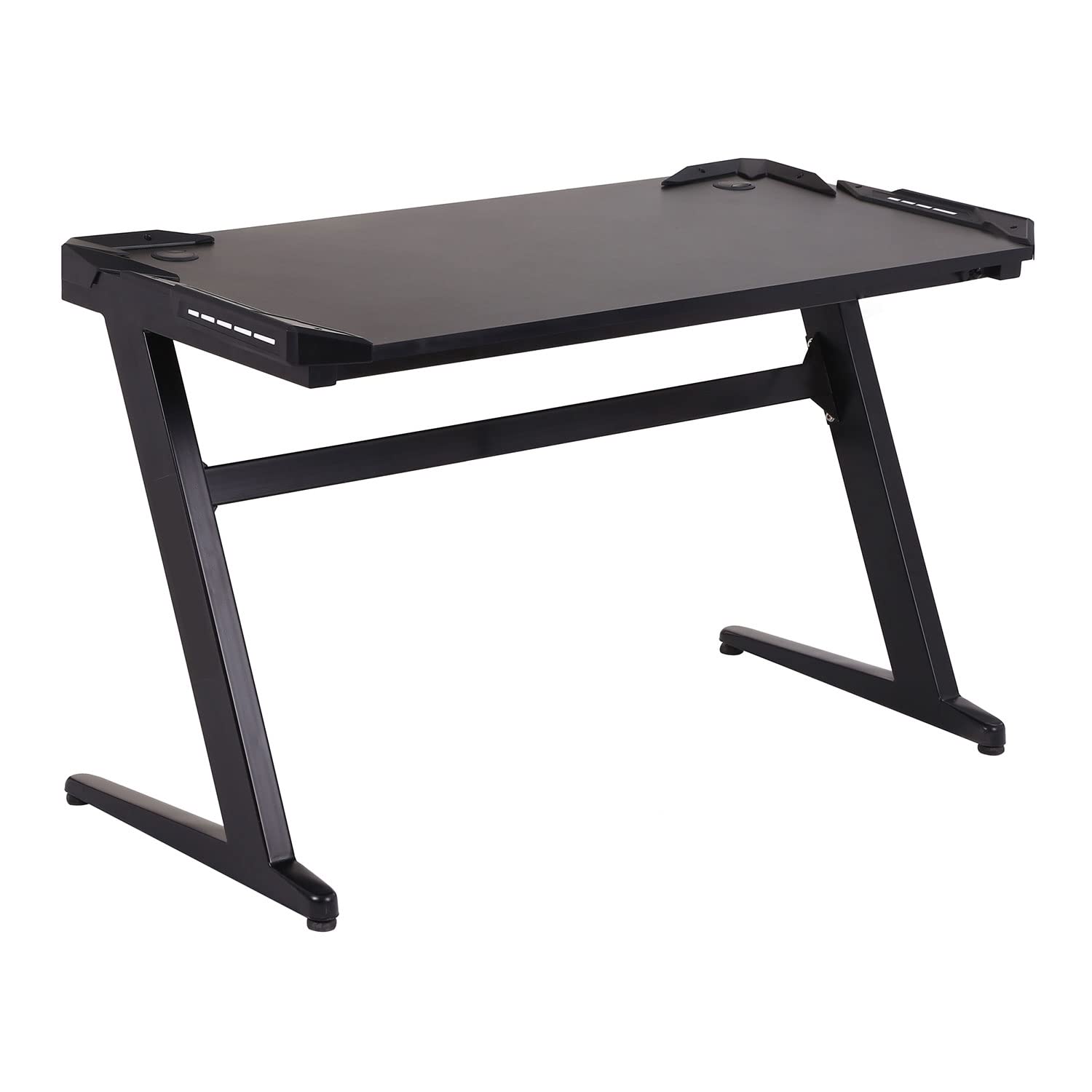 Happy Garden Bureau Gamer à LED LARA. Bureau pour PC Gaming Noir avec 7 Couleurs de LED. Table Informatique avec Pieds en Z en métal Noir.