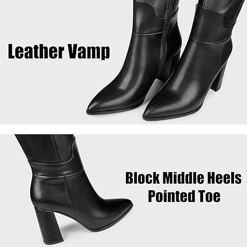 Miniatura 6 de Dance&Style Women's Leather Boots Block Heels Shoes Fall Boots Knee High
