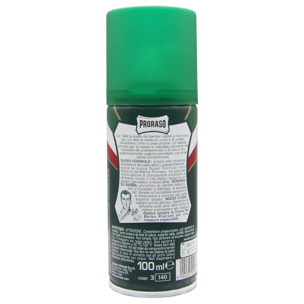 SCHIUMA DA BARBA RINFRESCANTE con olio di eucalipto e mentolo, 100ml. (2 Unità)