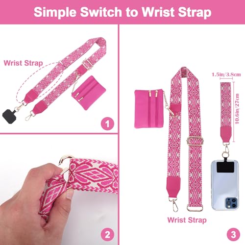 Image of XANGNIER Clip and Go Strap for Phone with Wallet Crossbody, Phone Strap with Zippered Wallet, Adjustable Anti Theft Cellphone Lanyard for Women, Cellphone Chain Accessories,Multicolor 23