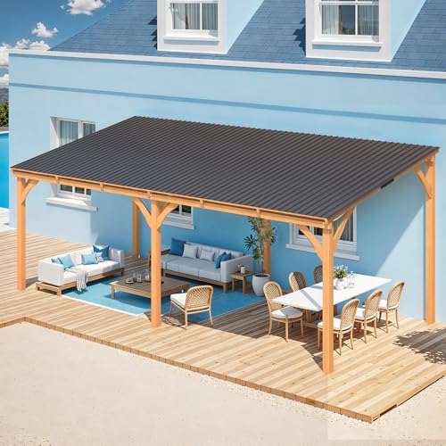 YODOLLA 6x3m Pergola en Bois Jardin Exterieur,Wooden Pergola Adossée