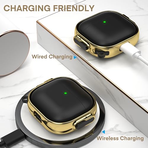 Image of Maxjoy for AirPods 4 Case with Lock, Cute AirPods 4 Case Lock Protective Hard AirPod 4 Generation Cover for Women Men with Keychain Clip for AirPod 4th Generation Cover 2024, Black /Gold