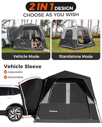 KingCamp SUV Tent, Instant 6-8 Person Waterproof & Windproof Tailgate Car Camping Tent with Movie Screen for Family Camping & Outdoor Adventures - Image 7