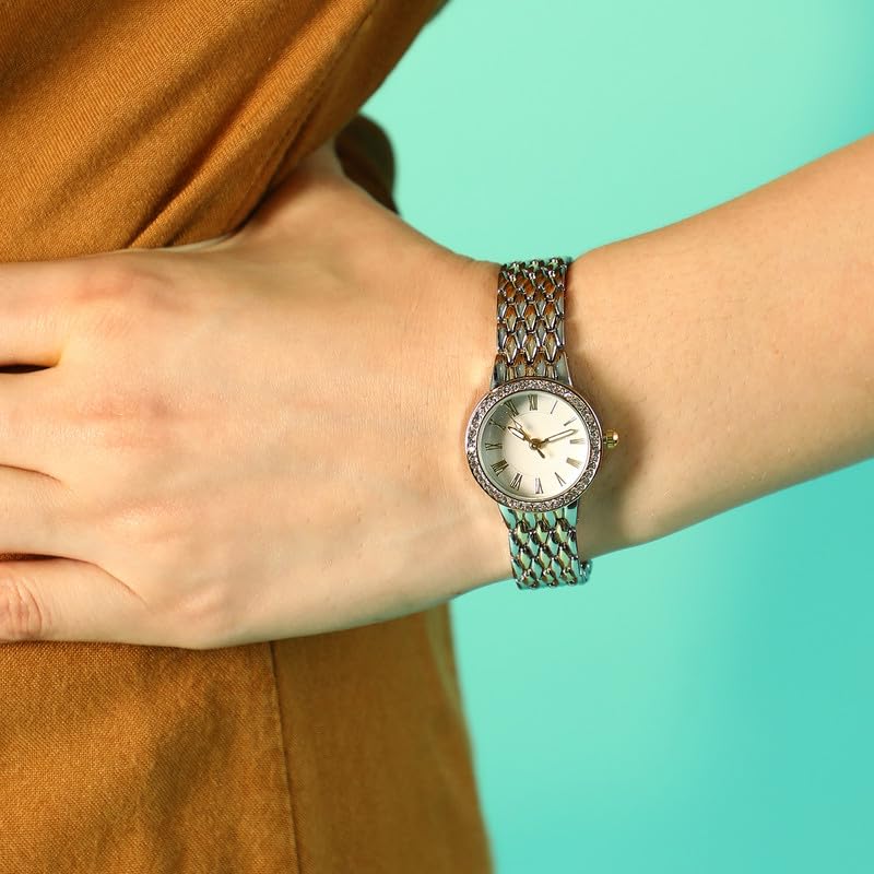Image of Haute Sauce Women's The Serpenti Round Watch | Multicolour Stainless Steel Strap | Ivory White Dial | One-Size | Foldover Closure | Quartz | Battery | Wrist Belt Watch for Female and Girls