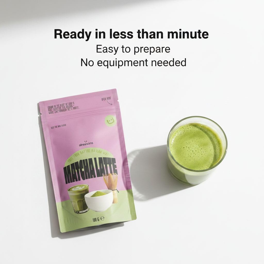 Allreasons Matcha Latte Classic | Veganes Matcha Pulver mit Kokosblütenzucker | Gentechnikfrei | Natürlich | Pflanzlich (10 × 100 g)