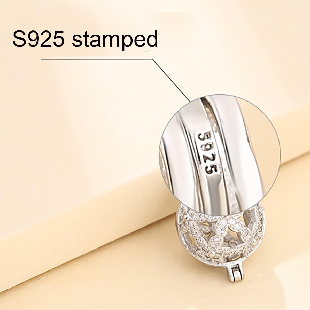 925 Sterling Silver CZ Mount Pendant Ball Pearl Cage Pendant Pearl Locket for Handmade Necklace Jewelry for Women(Platina Color)