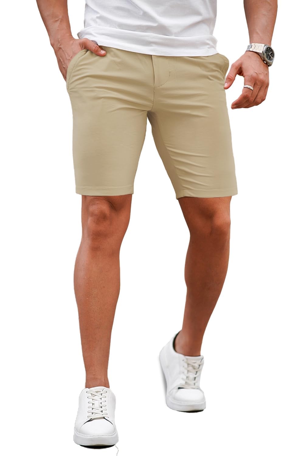 GINGTTO Pantalones Cortos Hombre Slim Fit Vestir Elastico Chinos Shorts
