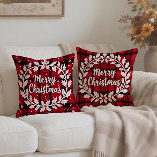 Housse coussin Noël 70x70cm imperméable pour grand canapé de salon